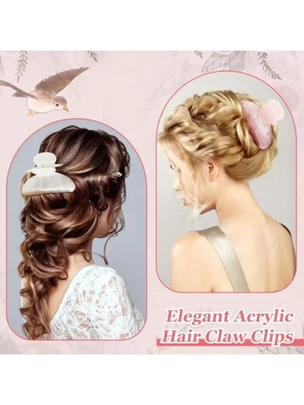 8-Pack Bridesmaid Proposal Gifts | Acrylic Hair Claw Clips in White & Pink